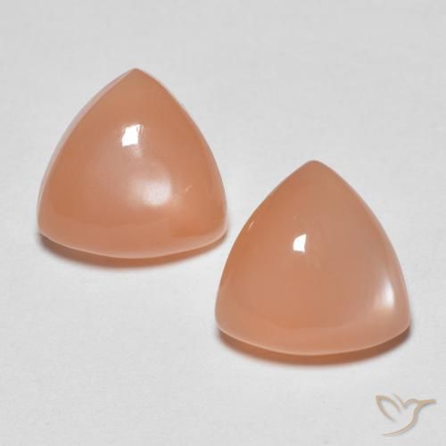 3.24ctw Naturale Arancio Medio Pietra di luna, Taglio trillion, Trasparente