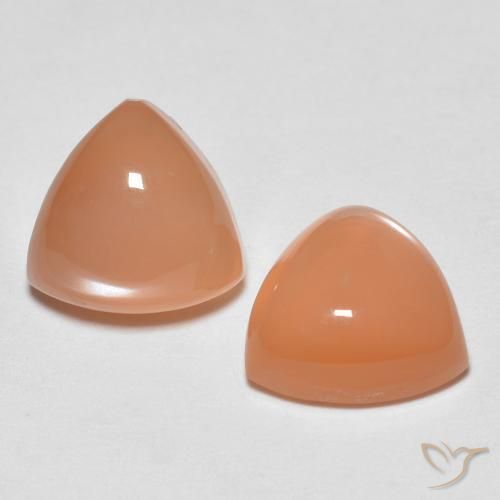 Gemme di Pietra di luna Cantalupo Arancia naturale da 4.09 ct, Taglio trillion, Trasparente