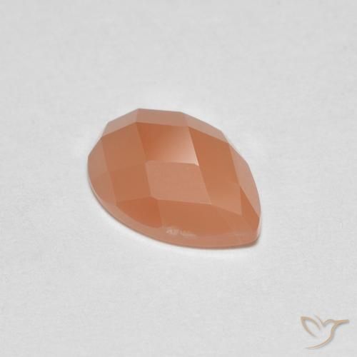 Pietra di luna Cantalupo Arancia naturale da 0.94 ct, Forma a pera, Trasparente