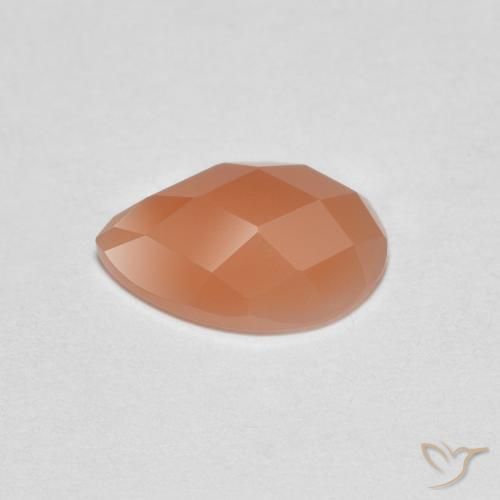 Pietra di luna Cantalupo Arancia naturale da 0.94 ct, Forma a pera, Trasparente