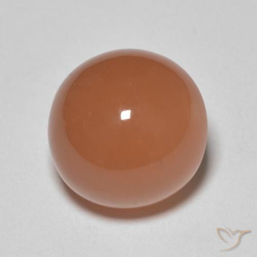 Pietra di luna Arancione rossastra naturale da 5.21 ct, Rotondo, Traslucido