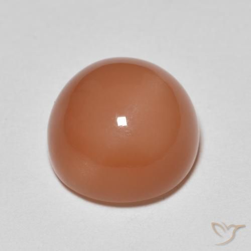Pietra di luna Arancione rossastra naturale da 5.21 ct, Rotondo, Traslucido