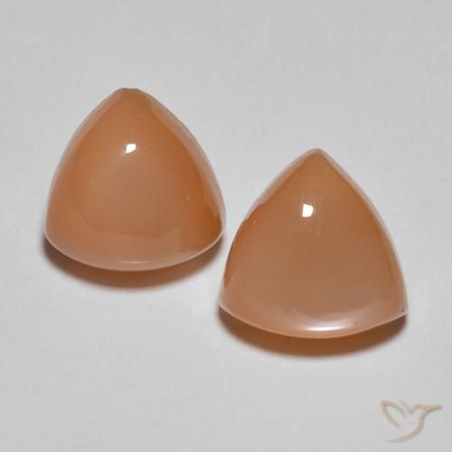 3.80ctw Naturale Cantalupo Arancia Pietra di luna, Taglio trillion, Traslucido