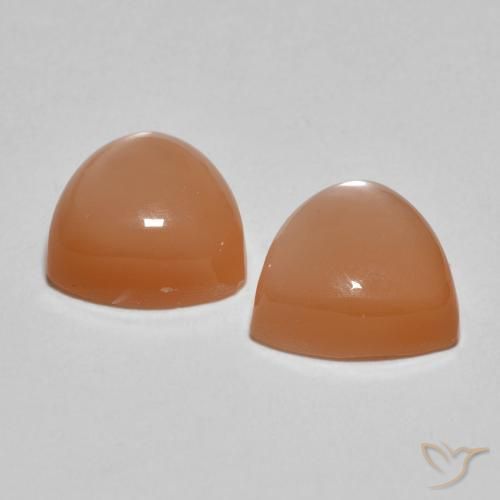 Gemme di Pietra di luna Cantalupo Arancia naturale da 3.80 ct, Taglio trillion, Traslucido