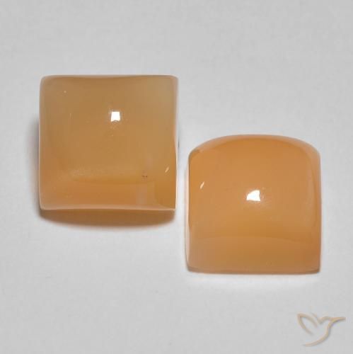 Gemme di Pietra di luna Medium Light-Orange naturale da 4.58 ct, Quadrato, Traslucido