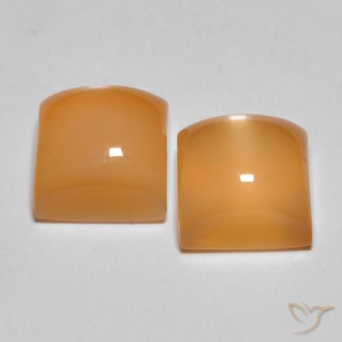 Gemme di Pietra di luna Arancione Crema naturale da 5.33 ct, Quadrato, Traslucido