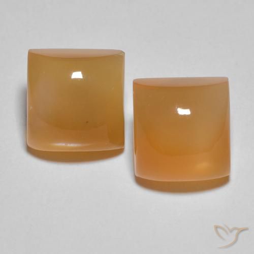 5.31ctw Naturale Arancione Crema Pietra di luna, Quadrato, Traslucido