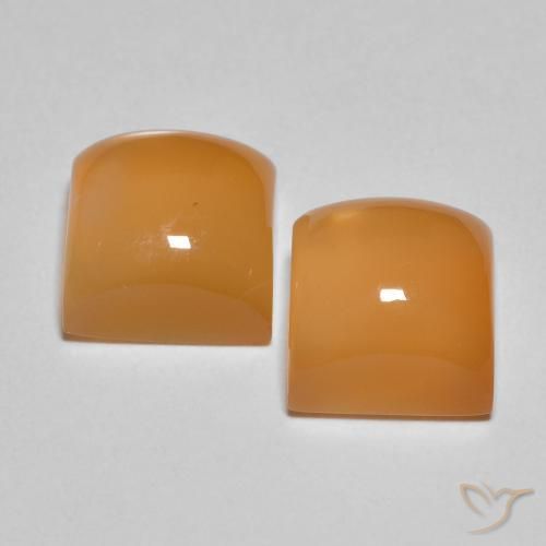 Gemme di Pietra di luna Arancione Crema naturale da 5.31 ct, Quadrato, Traslucido
