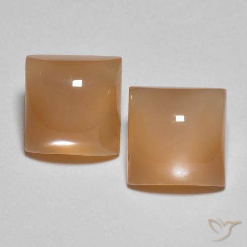 3.99ctw Naturale Pesca Pietra di luna, Quadrato, Traslucido