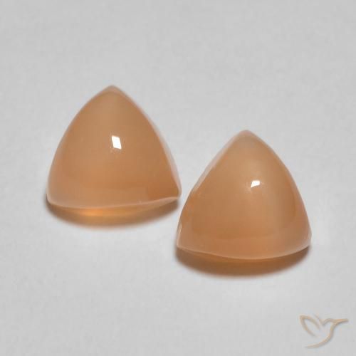 1.25ctw Naturale Cantalupo Arancia Pietra di luna, Taglio trillion, Traslucido