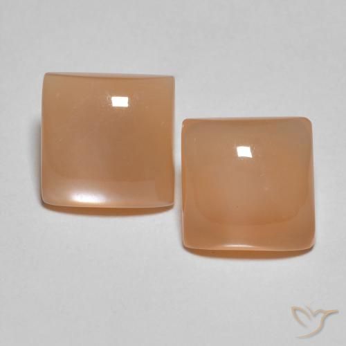 3.15ctw Naturale Cantalupo Arancia Pietra di luna, Quadrato, Traslucido