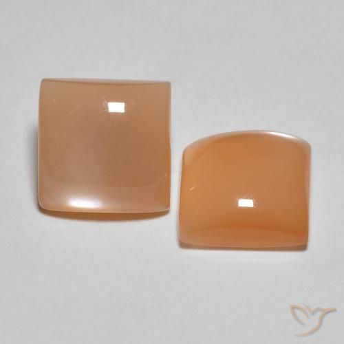 Gemme di Pietra di luna Cantalupo Arancia naturale da 3.15 ct, Quadrato, Traslucido