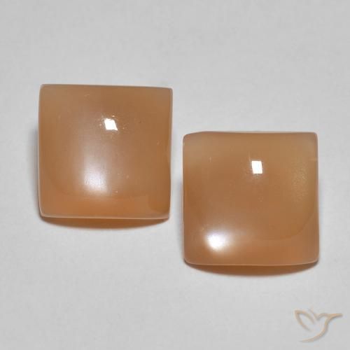 3.26ctw Naturale Cantalupo Arancia Pietra di luna, Quadrato, Traslucido