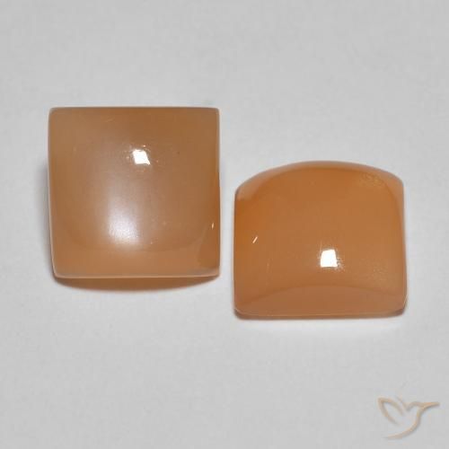 Gemme di Pietra di luna Cantalupo Arancia naturale da 3.26 ct, Quadrato, Traslucido