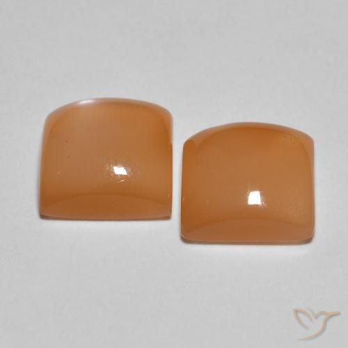 Gemme di Pietra di luna Cantalupo Arancia naturale da 3.26 ct, Quadrato, Traslucido
