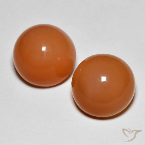 12.55ctw Naturale Arancione scuro Pietra di luna, Rotondo, Traslucido