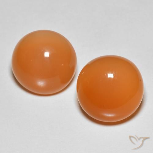 8.82ctw Naturale Arancia Albicocca tiepida Warm Pietra di luna, Rotondo, Traslucido