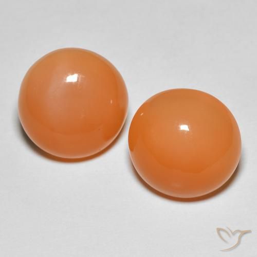 8.46ctw Naturale Arancio Medio Pietra di luna, Rotondo, Traslucido