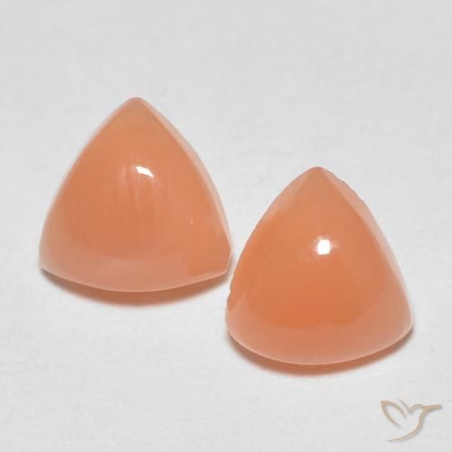 1.43ctw Naturale Arancione chiaro Pietra di luna, Taglio trillion, Traslucido