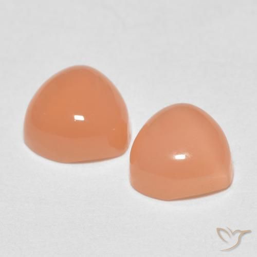 Gemme di Pietra di luna Cantalupo Arancia naturale da 1.66 ct, Taglio trillion, Traslucido