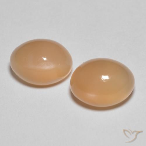 2.86ctw Naturale Medium Light-Orange Pietra di luna, Ovale, Traslucido