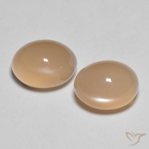3.44ctw Naturale Cantalupo Arancia Pietra di luna, Ovale, Traslucido
