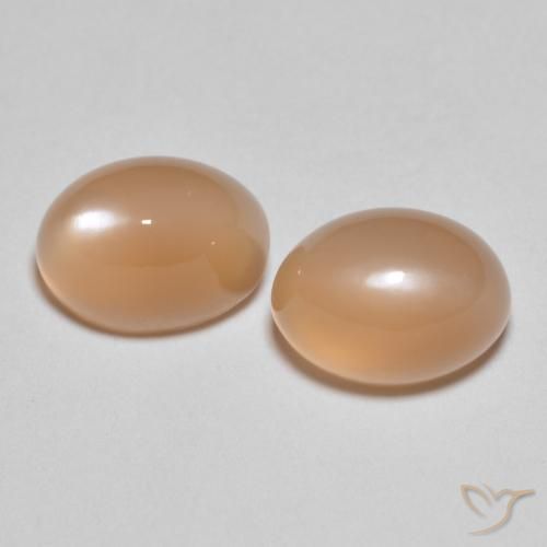 3.37ctw Naturale Pesca Pietra di luna, Ovale, Traslucido