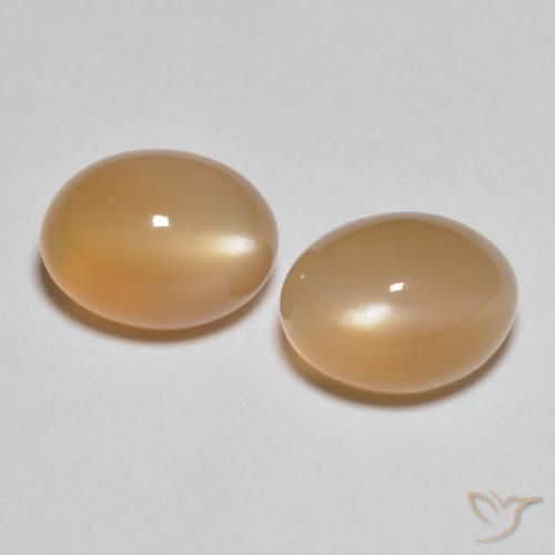 3.19ctw Naturale Medium Light-Orange Pietra di luna, Ovale, Traslucido