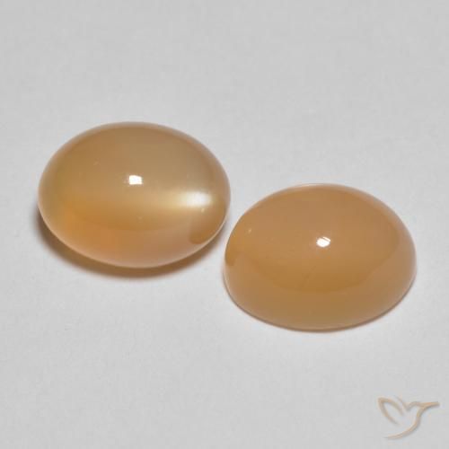 Gemme di Pietra di luna Medium Light-Orange naturale da 3.19 ct, Ovale, Traslucido