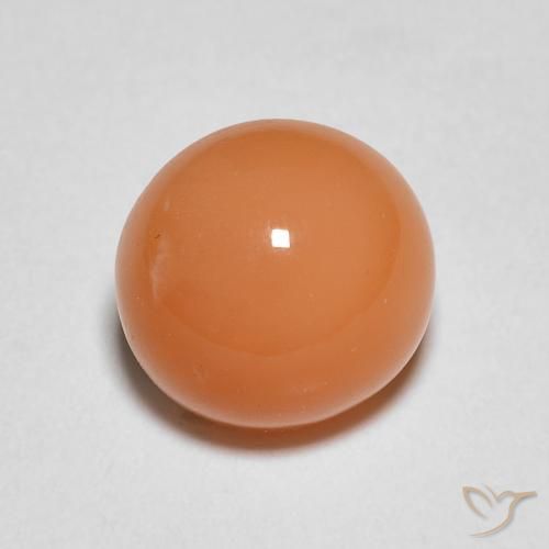 1.40ct Naturale Arancione chiaro Pietra di luna, Rotondo, Traslucido