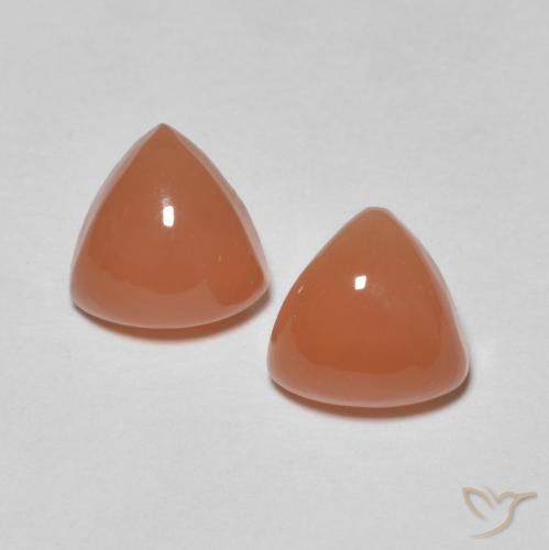 1.57ctw Naturale Arancione rossastra Pietra di luna, Taglio trillion, Traslucido