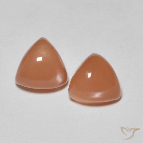 1.73ctw Naturale Cantalupo Arancia Pietra di luna, Taglio trillion, Traslucido