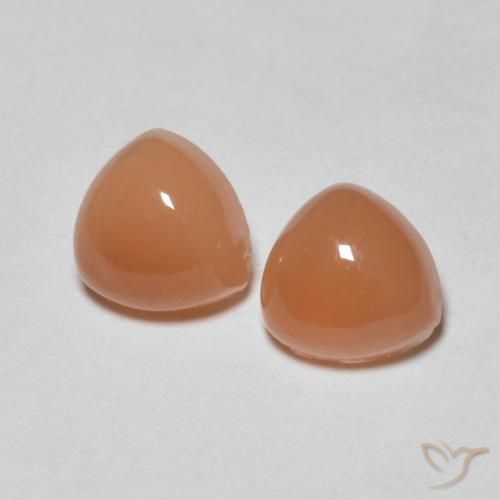 1.76ctw Naturale Arancione chiaro Pietra di luna, Taglio trillion, Traslucido