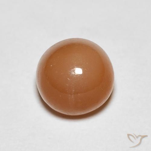 1.06ct Naturale Pesca Pietra di luna, Rotondo, Traslucido