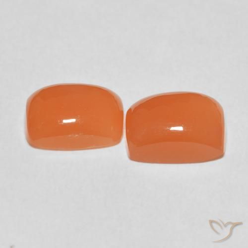 Gemme di Pietra di luna Arancione rossastra naturale da 4.85 ct, Cuscino, Traslucido