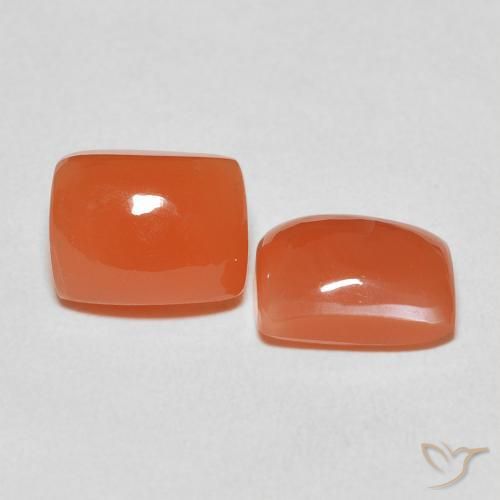 Gemme di Pietra di luna Arancio Medio naturale da 5.05 ct, Cuscino, Traslucido