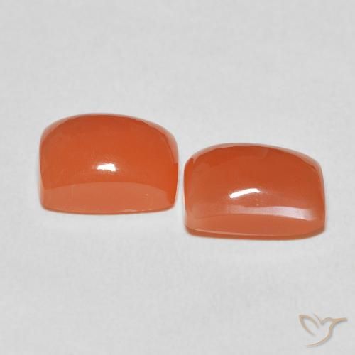 Gemme di Pietra di luna Arancio Medio naturale da 5.05 ct, Cuscino, Traslucido