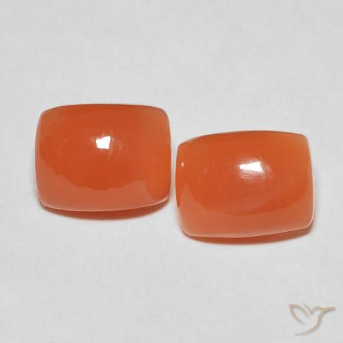 5.34ctw Naturale Arancio Medio Pietra di luna, Cuscino, Traslucido