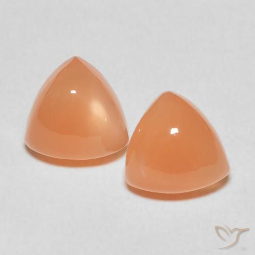 3.97ctw Naturale Cantalupo Arancia Pietra di luna, Taglio trillion, Traslucido