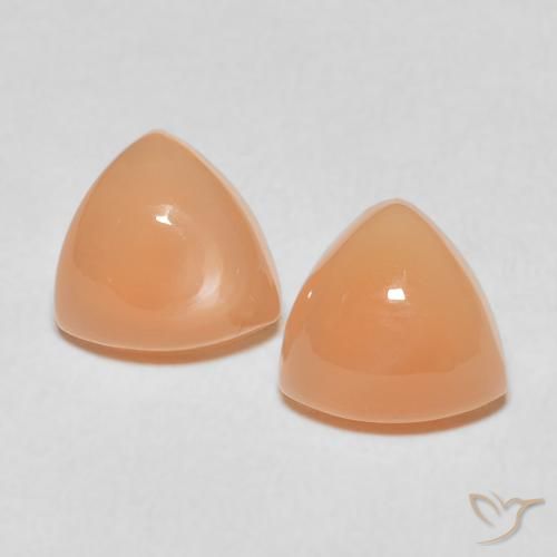 3.70ctw Naturale Medium Light-Orange Pietra di luna, Taglio trillion, Traslucido, Photo A