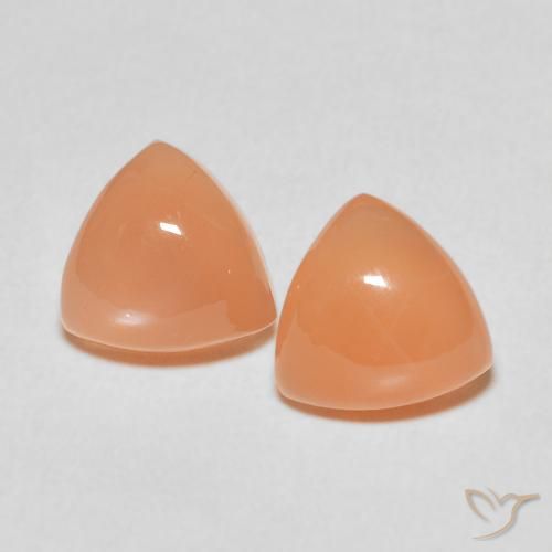 3.93ctw Naturale Medium Light-Orange Pietra di luna, Taglio trillion, Traslucido