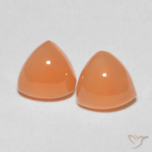 3.54ctw Naturale Arancione chiaro Pietra di luna, Taglio trillion, Traslucido