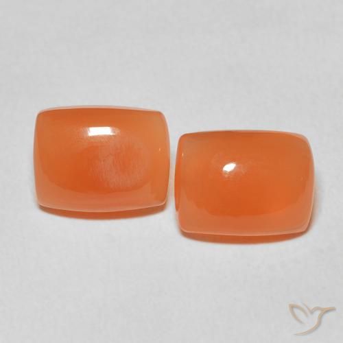 4.44ctw Naturale Arancione rossastra Pietra di luna, Cuscino, Traslucido