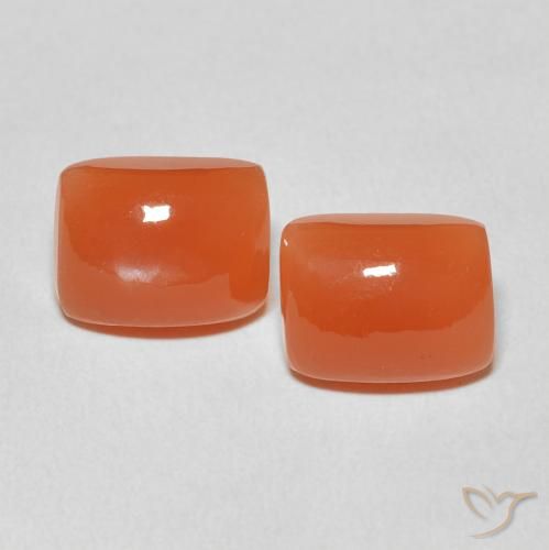 4.96ctw Naturale Arancio Intenso Pietra di luna, Cuscino, Traslucido