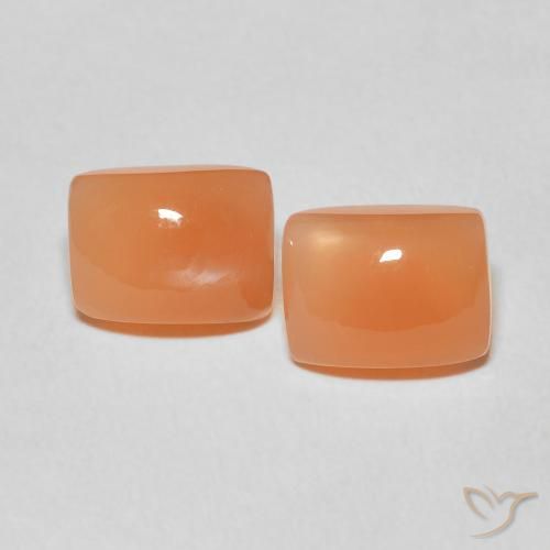4.81ctw Naturale Arancione rossastra Pietra di luna, Cuscino, Traslucido