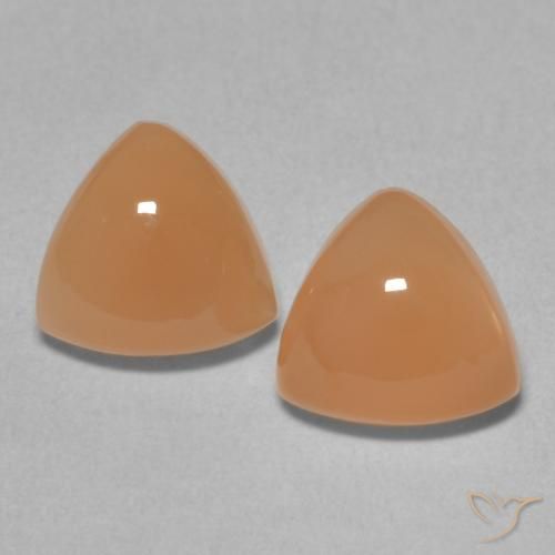 3.56ctw Naturale Arancio Medio Pietra di luna, Taglio trillion, Traslucido