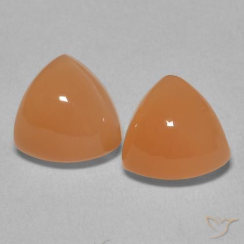 3.80ctw Naturale Arancione rossastra Pietra di luna, Taglio trillion, Traslucido