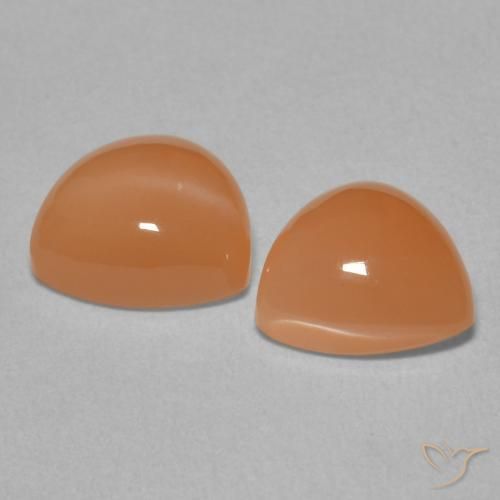 Gemme di Pietra di luna Arancione rossastra naturale da 3.80 ct, Taglio trillion, Traslucido
