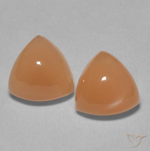3.92ctw Naturale Pesca Pietra di luna, Taglio trillion, Traslucido