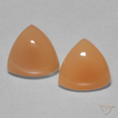 2.76ctw Naturale Arancio rossastro chiaro Pietra di luna, Taglio trillion, Traslucido